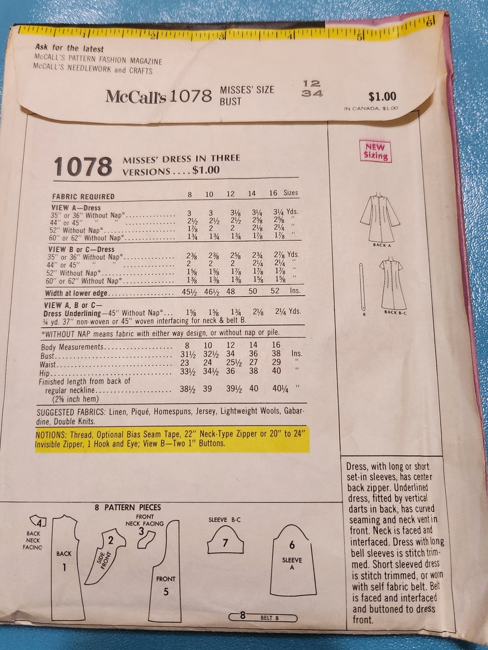 Vintage Designer Collection Shift Dress Pattern - Picture 2 of 2